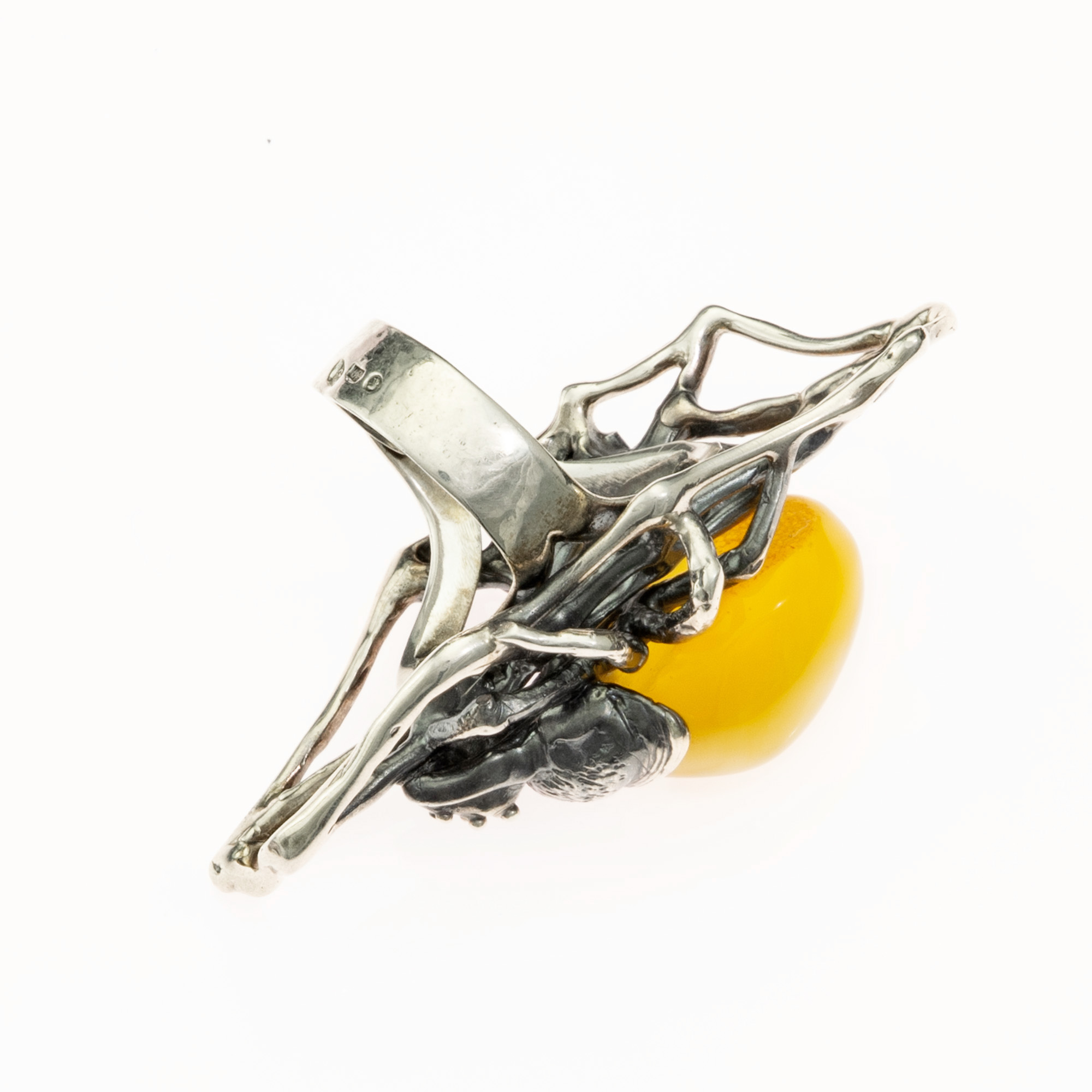 Sterling Silver and Natural Baltic Amber Spider Ring 3